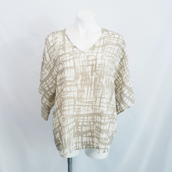 A Pea in the Pod Tops - *Last Chance* NWT Gemma for A Pea in the Pod Maternity Silk Flowy Blouse Tan